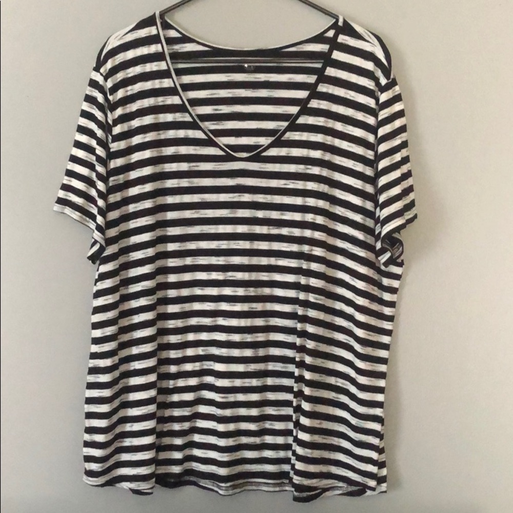 Striped V Neck Top
